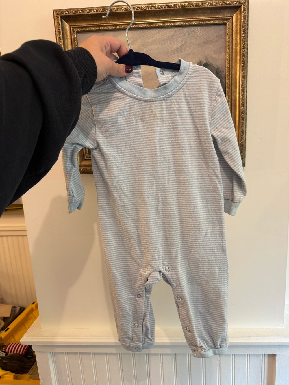 Soft Light Blue Striped Baby One-Piece Bodysuit